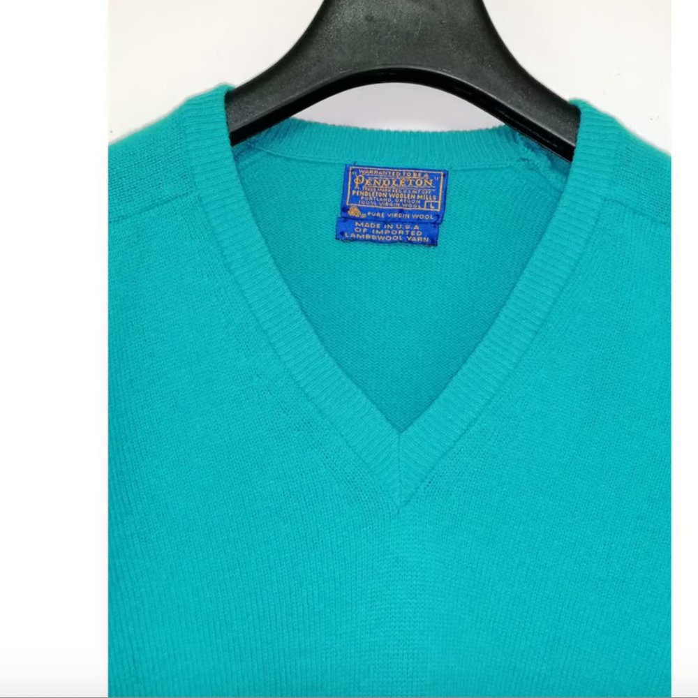 Pendleton Wool Pull Size L Good Condition Turquoi… - image 4